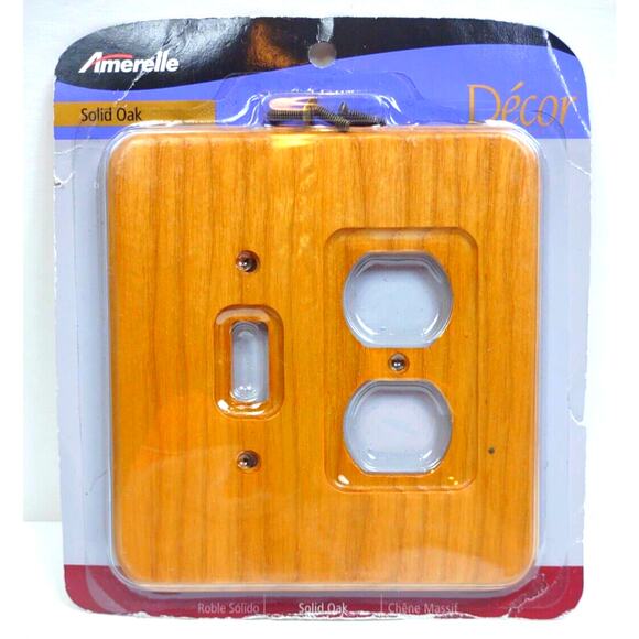 Amerelle Decor Wood Grain Single Toggle Duplex Wall Plate Solid Oak 196TD New - Picture 2 of 4